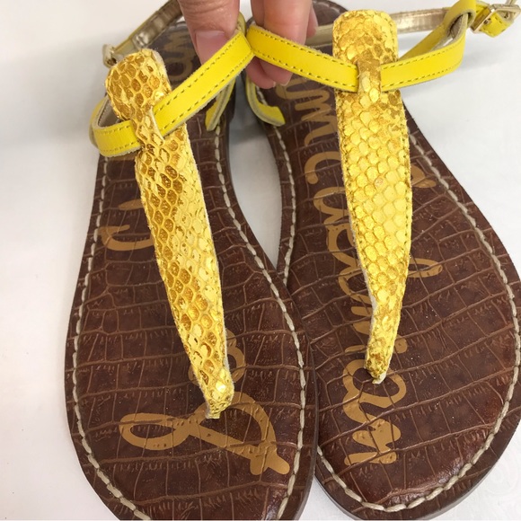 Sam Edelman | Gigi Snake Print Sandal Yellow 6 - Picture 2 of 10